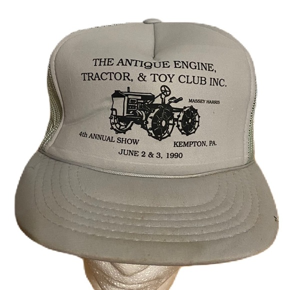 Vintage Antique Engine Tractor & Toy Club Trucker Hat Snap Back Mesh 1990 Show - Picture 1 of 10